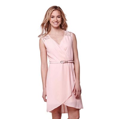 Pink lace shoulder part dress